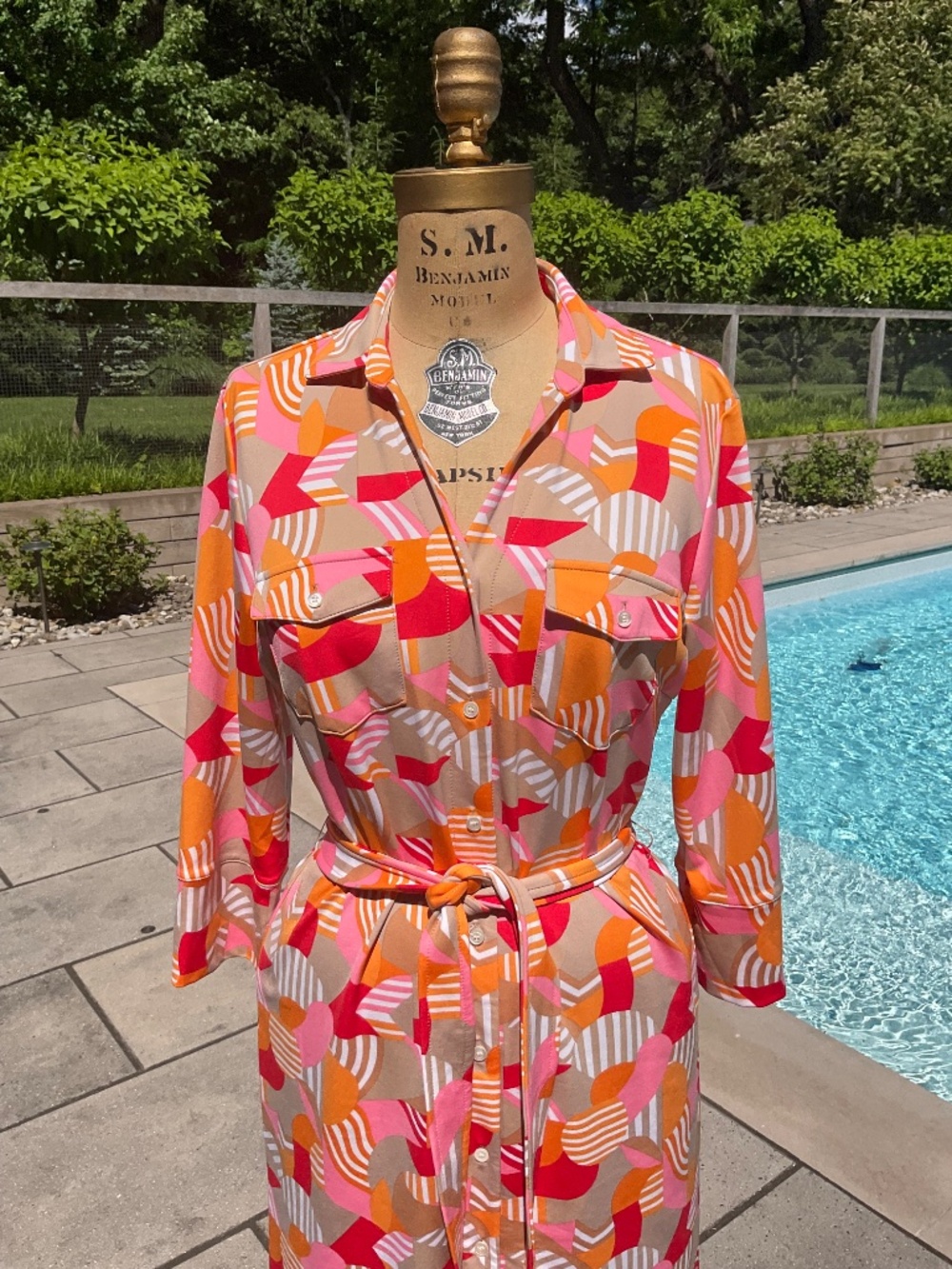 J. McLaughlin Colorful Maxi Dress w/ Removable Tie Size Medium - Picture 2 of 5